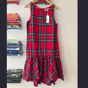Vineyard Vines Jolly Plaid Amelia Swing Dress with Ruffle Bottom Size 10